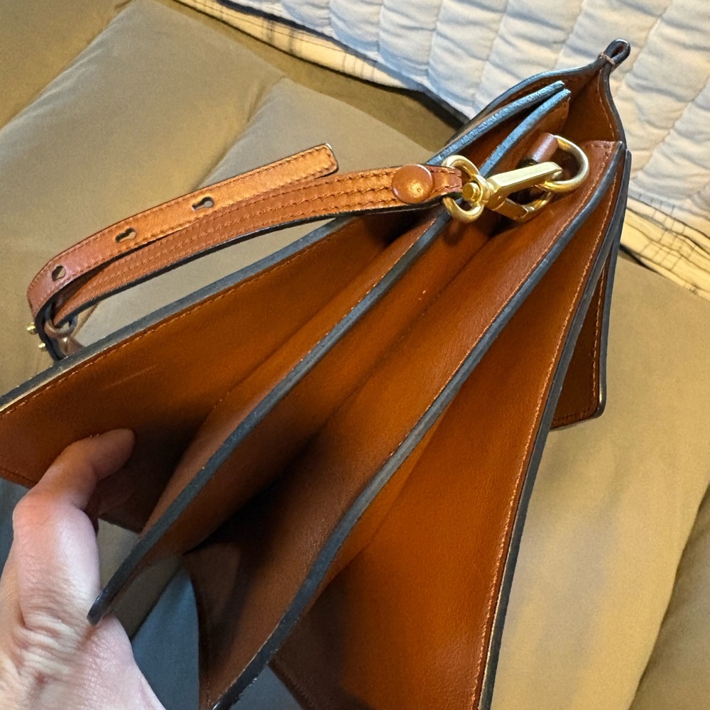 Chloe Two-Tone Suede & Leather Shoulder Bag in Mustard, Brown & Black - Picture 6 of 11